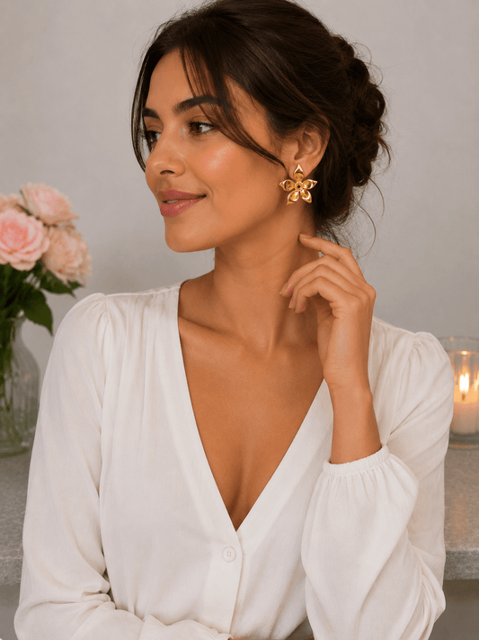 Boucles d’oreilles Fleur Dorée Élégance - Maison Hajar