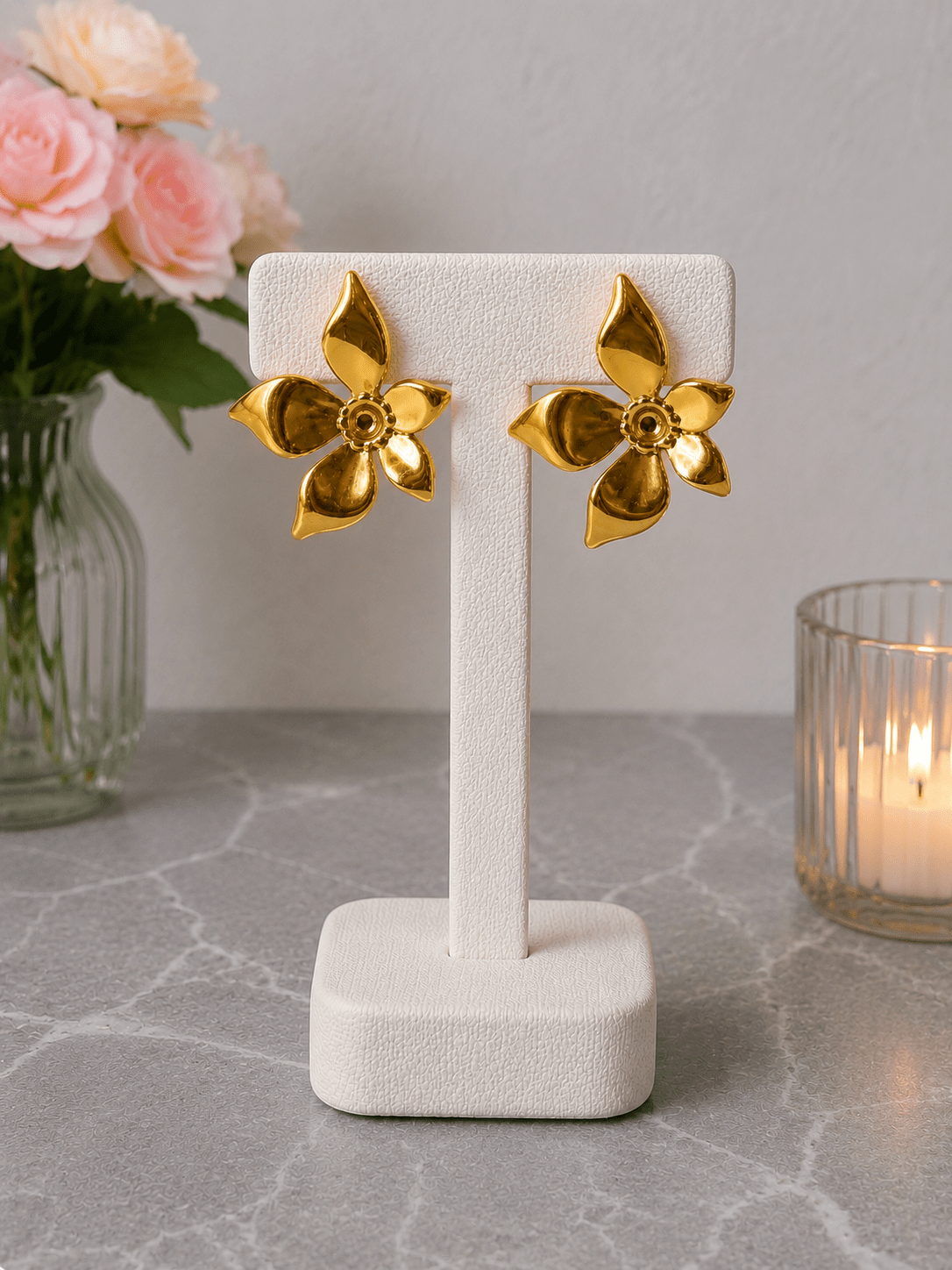 Boucles d’oreilles Fleur Dorée Élégance - Maison Hajar
