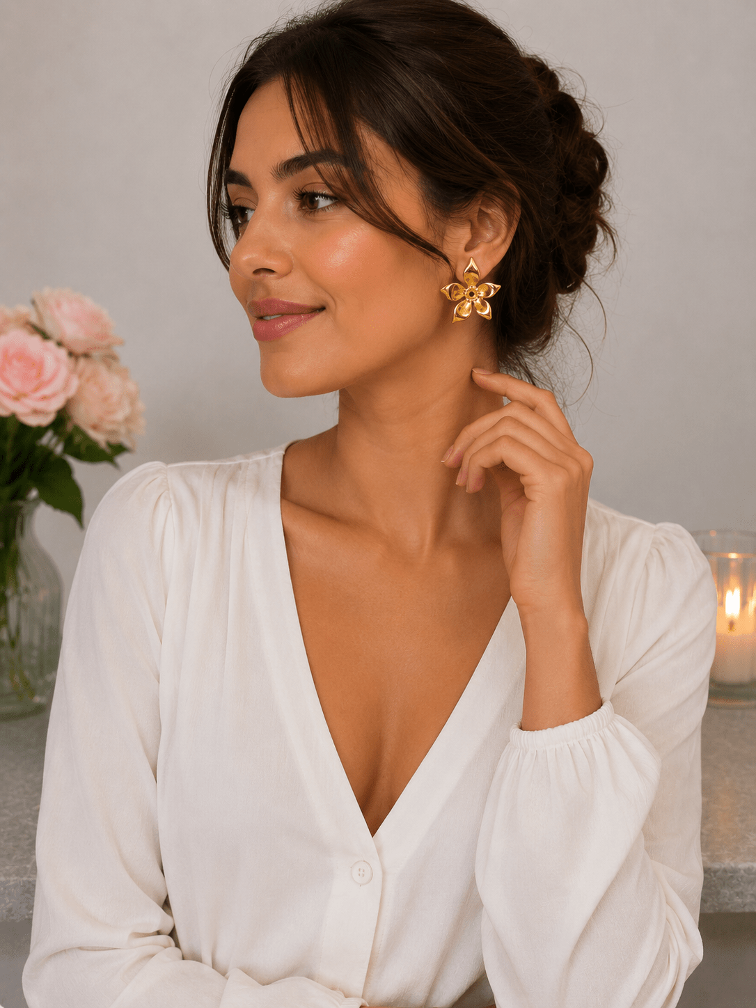 Boucles d’oreilles Fleur Dorée Élégance - Maison Hajar