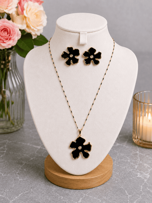 Parure Fleur Noire & Dorée - Maison Hajar