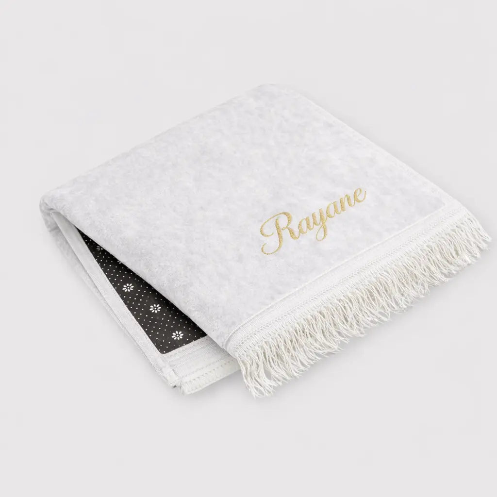 Tapis de prière uni - Velours Blanc - Maison Hajar