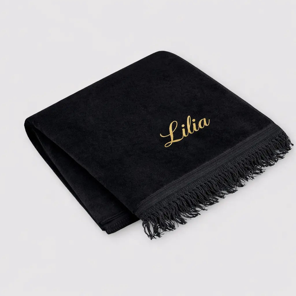 Tapis de priére uni - Velours Noir - Maison Hajar